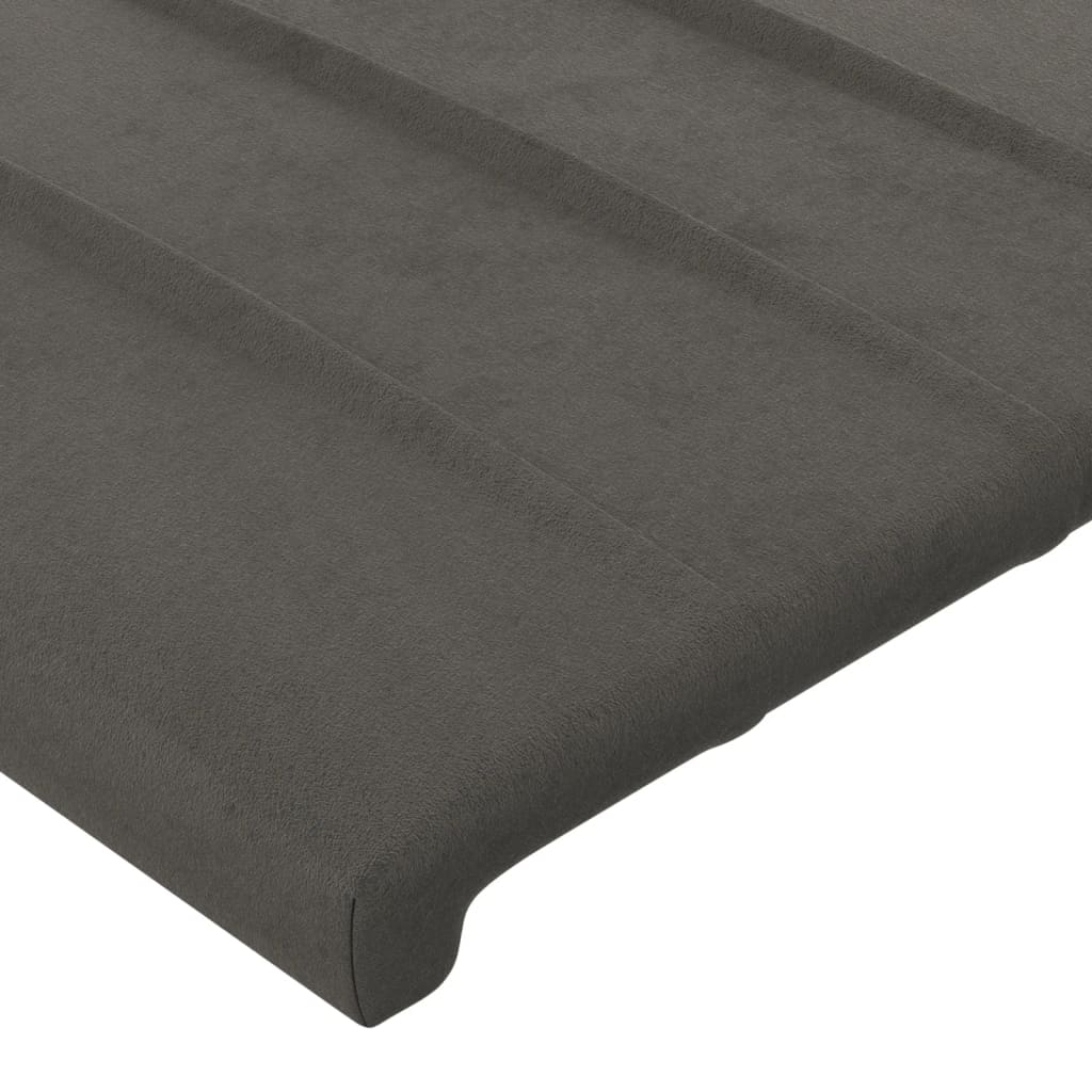 sengegavl med kanter 163x23x118/128 cm fløjl mørkegrå