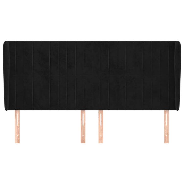 sengegavl med kanter 163x23x118/128 cm fløjl sort