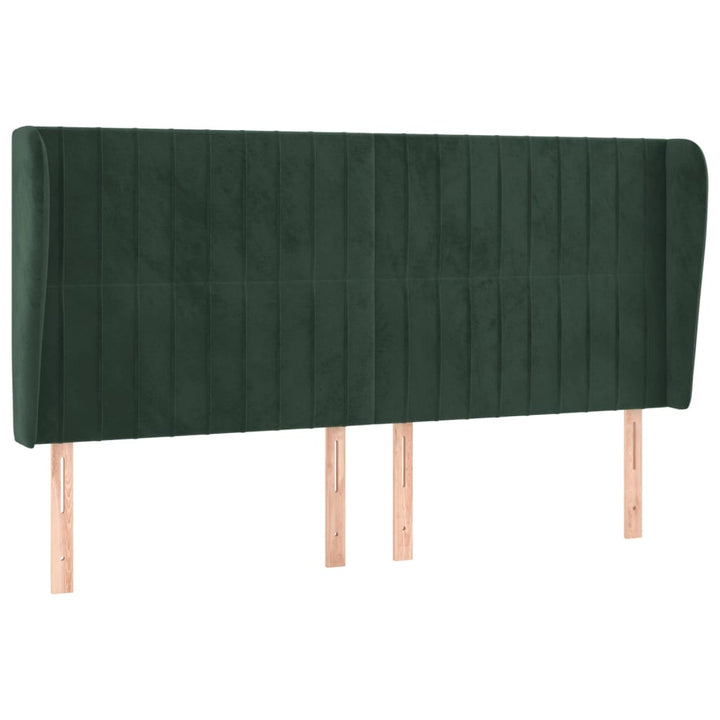 sengegavl med kanter 163x23x118/128 cm fløjl mørkegrøn
