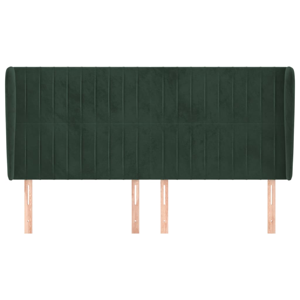 sengegavl med kanter 163x23x118/128 cm fløjl mørkegrøn