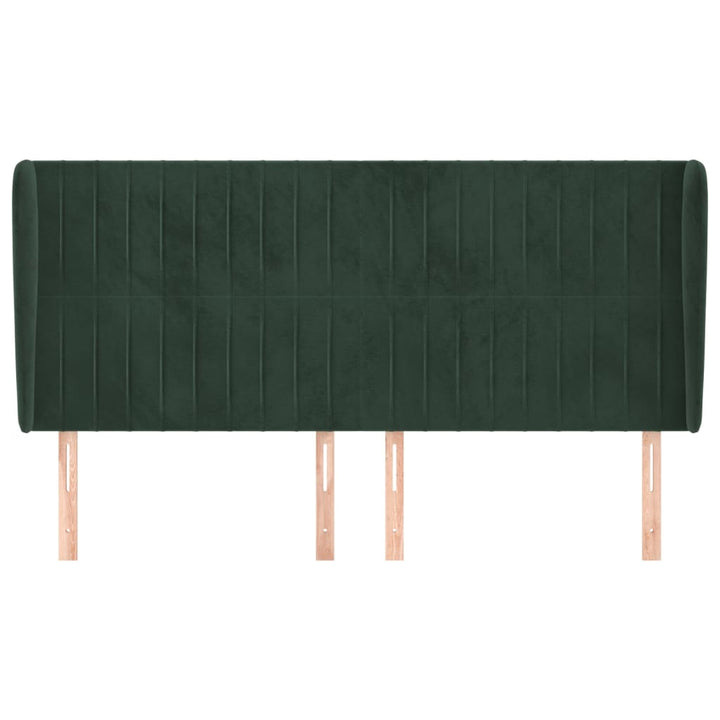 sengegavl med kanter 163x23x118/128 cm fløjl mørkegrøn