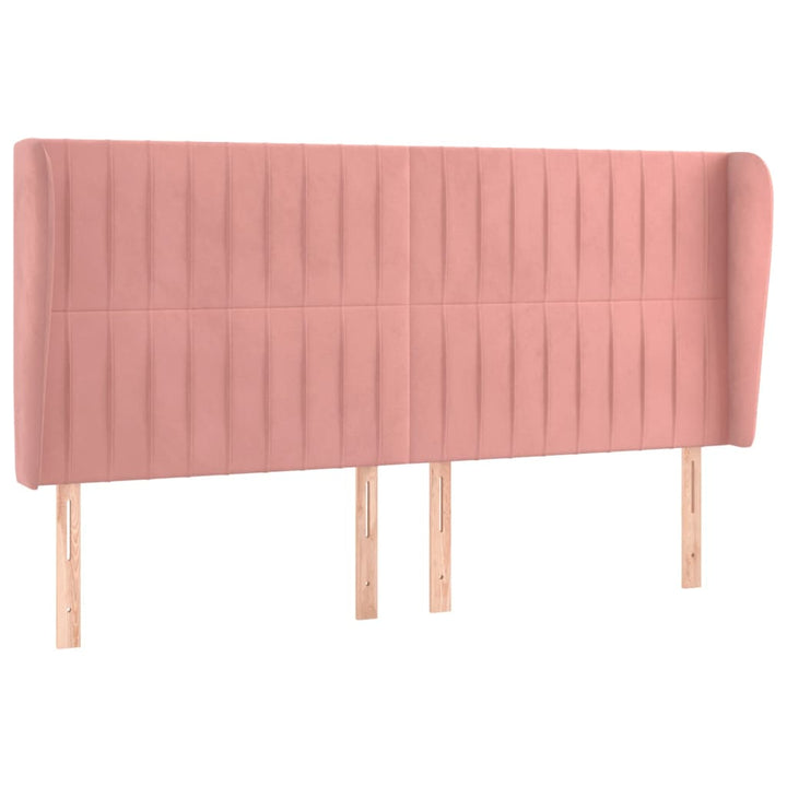 sengegavl med kanter 163x23x118/128 cm fløjl lyserød
