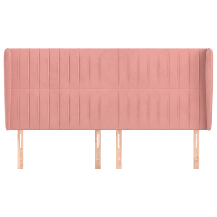 sengegavl med kanter 163x23x118/128 cm fløjl lyserød