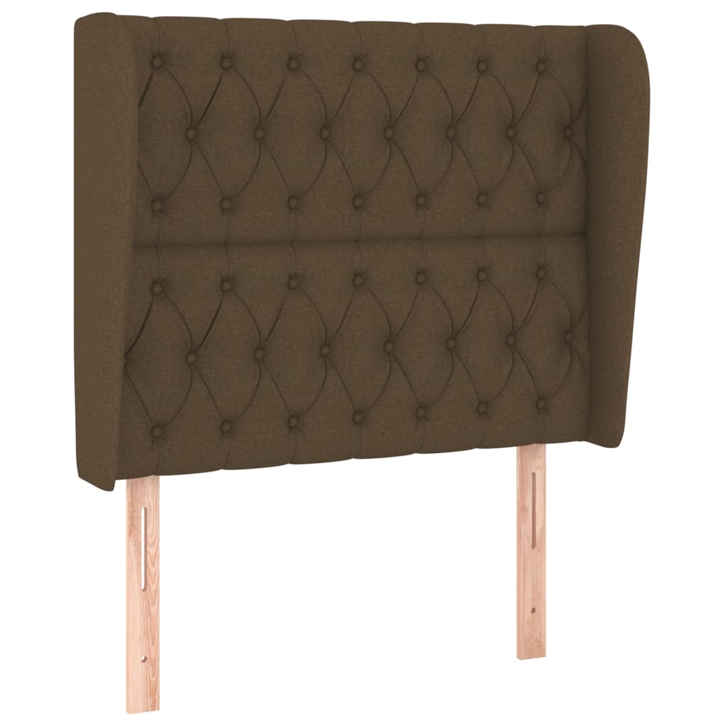 sengegavl med kanter 103x23x118/128 cm stof mørkebrun