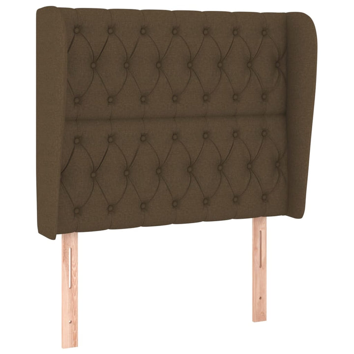 sengegavl med kanter 103x23x118/128 cm stof mørkebrun