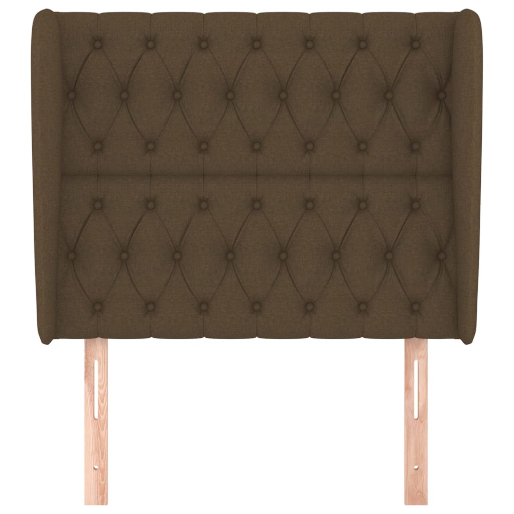 sengegavl med kanter 103x23x118/128 cm stof mørkebrun