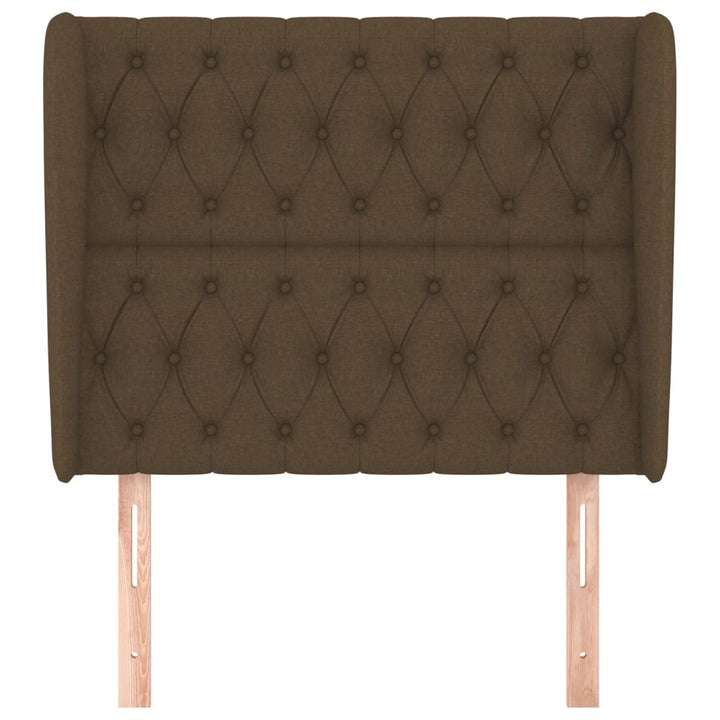 sengegavl med kanter 103x23x118/128 cm stof mørkebrun