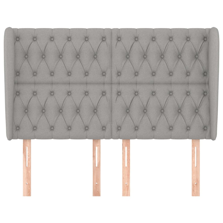 sengegavl med kanter 147x23x118/128 cm stof lysegrå