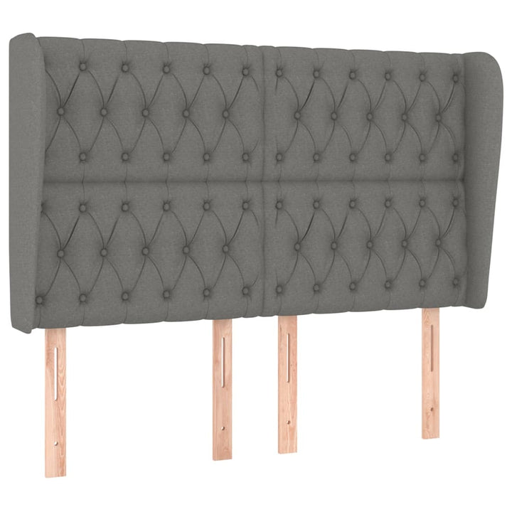 sengegavl med kanter 147x23x118/128 cm stof mørkegrå