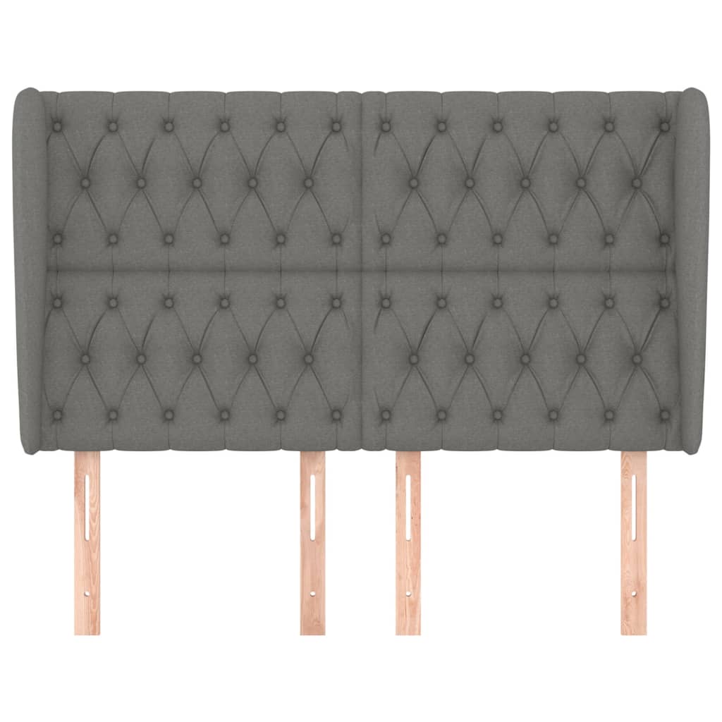 sengegavl med kanter 147x23x118/128 cm stof mørkegrå
