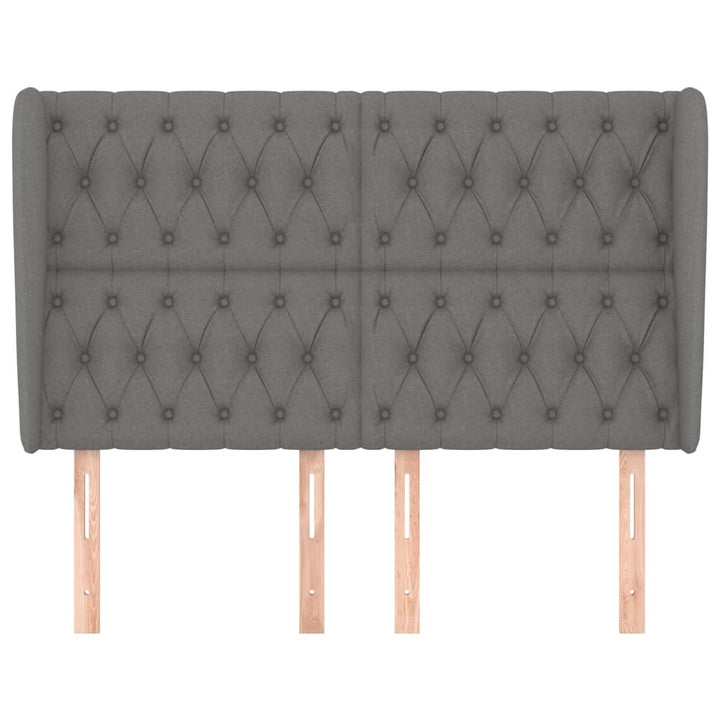sengegavl med kanter 147x23x118/128 cm stof mørkegrå