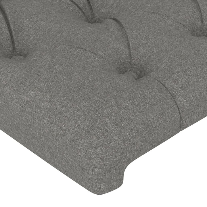 sengegavl med kanter 147x23x118/128 cm stof mørkegrå