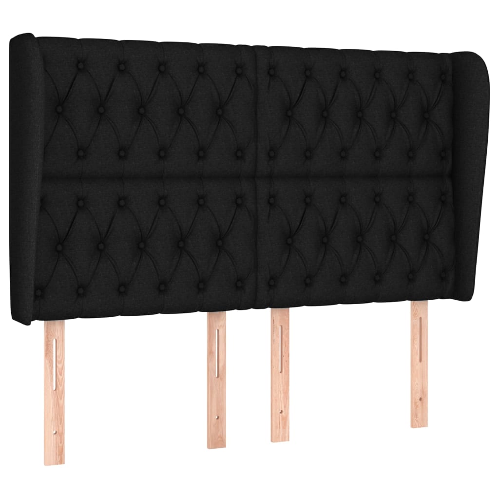 sengegavl med kanter 147x23x118/128 cm stof sort