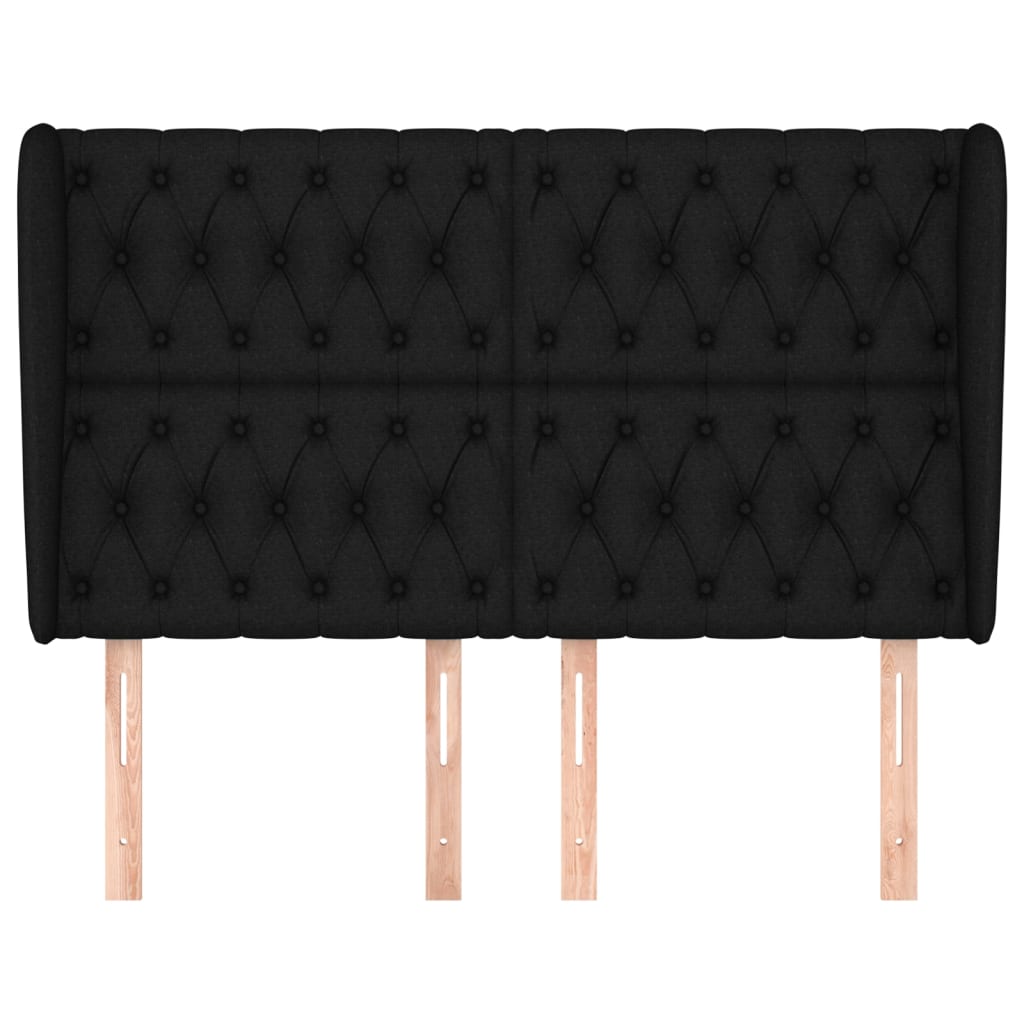 sengegavl med kanter 147x23x118/128 cm stof sort