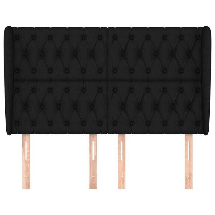 sengegavl med kanter 147x23x118/128 cm stof sort