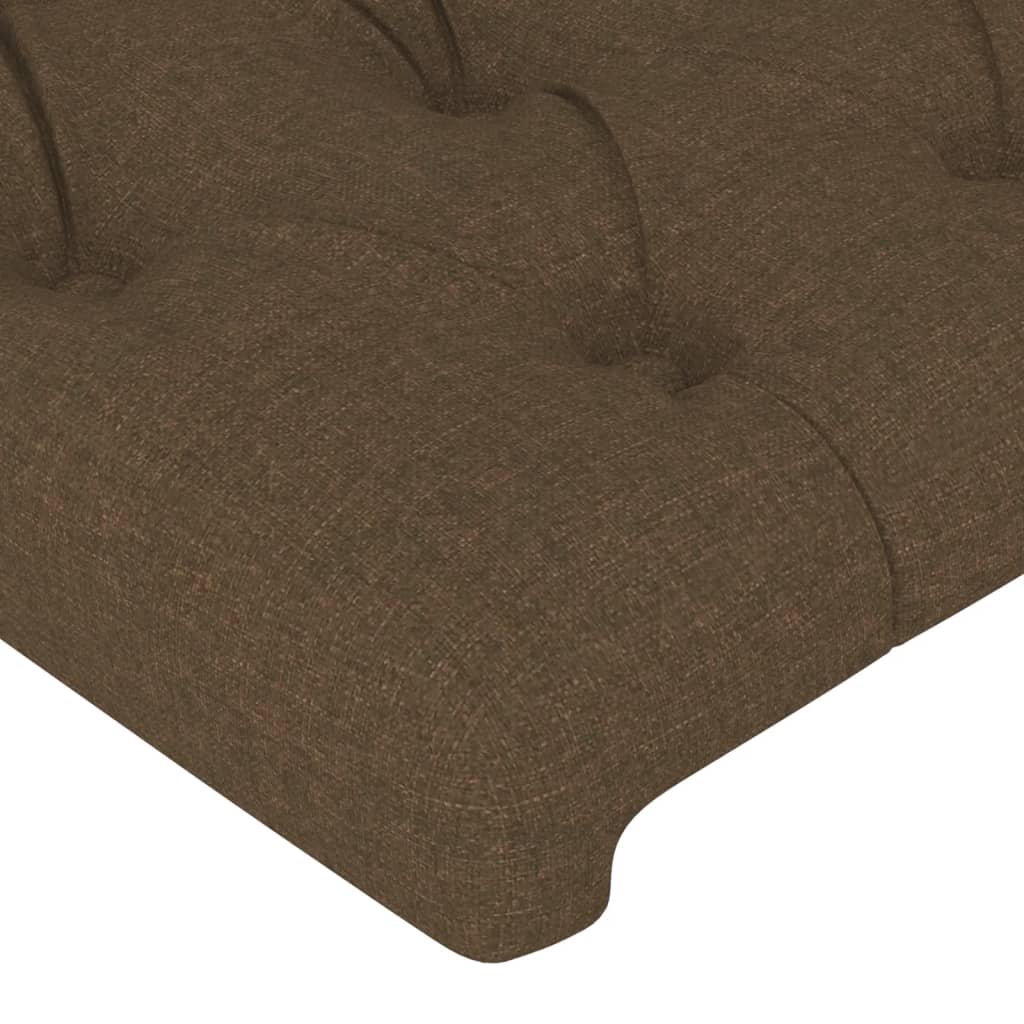 sengegavl med kanter 147x23x118/128 cm stof mørkebrun