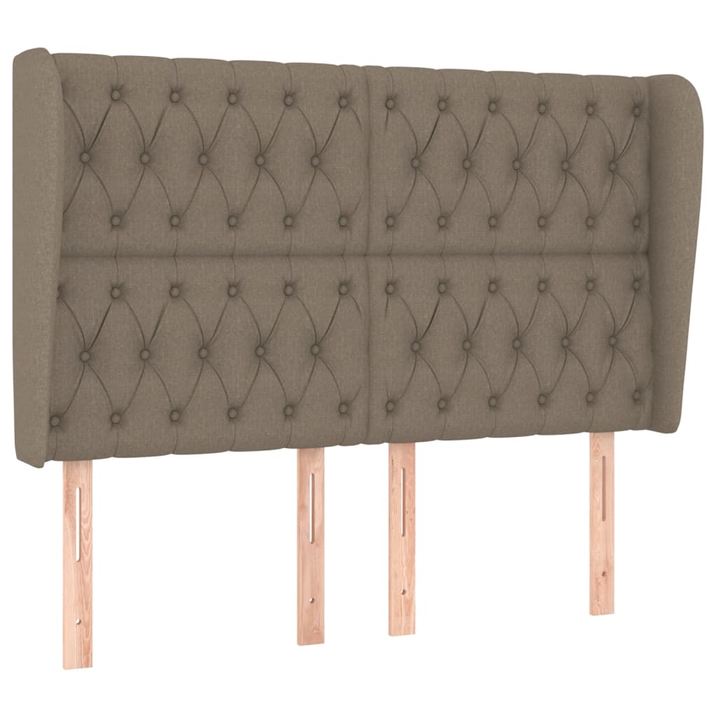 sengegavl med kanter 147x23x118/128 cm stof gråbrun
