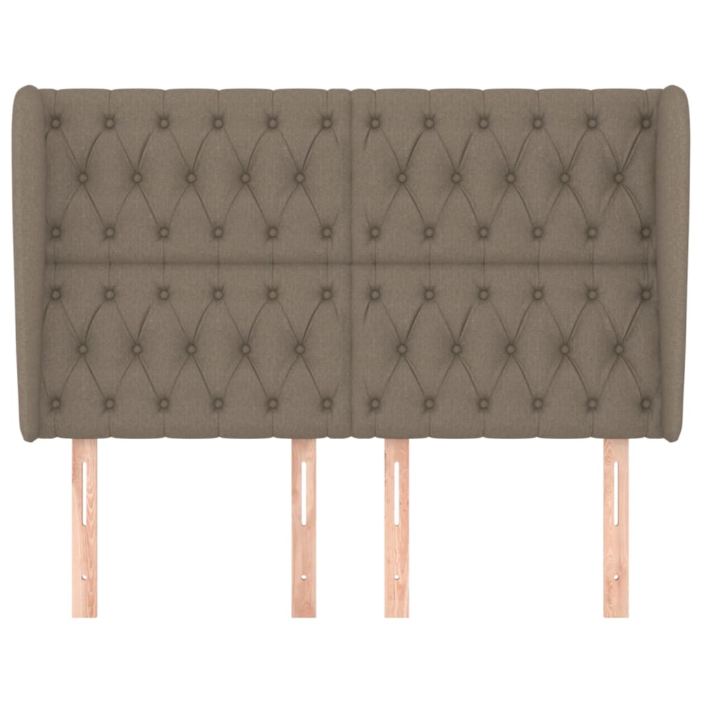 sengegavl med kanter 147x23x118/128 cm stof gråbrun