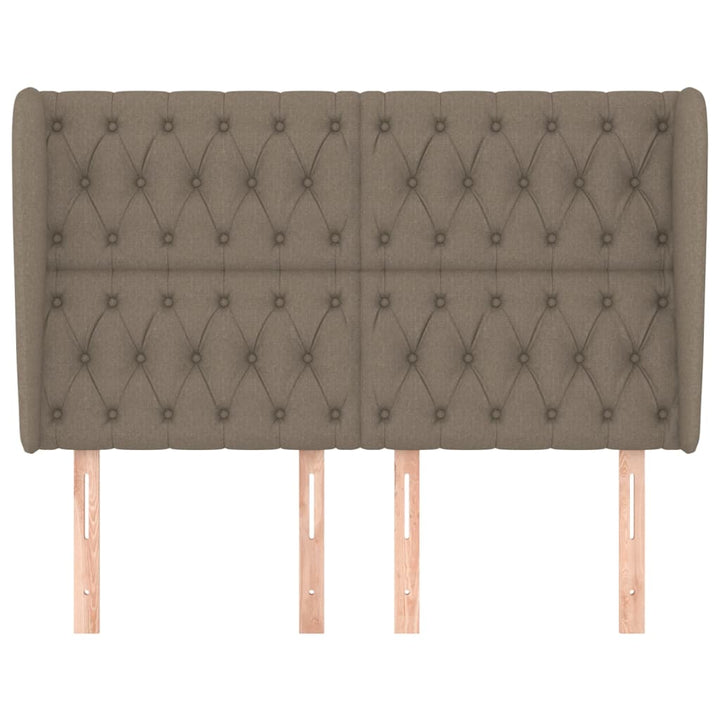 sengegavl med kanter 147x23x118/128 cm stof gråbrun