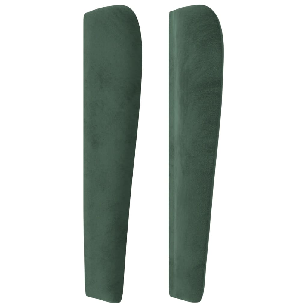 sengegavl med kanter 103x23x118/128 cm fløjl mørkegrøn