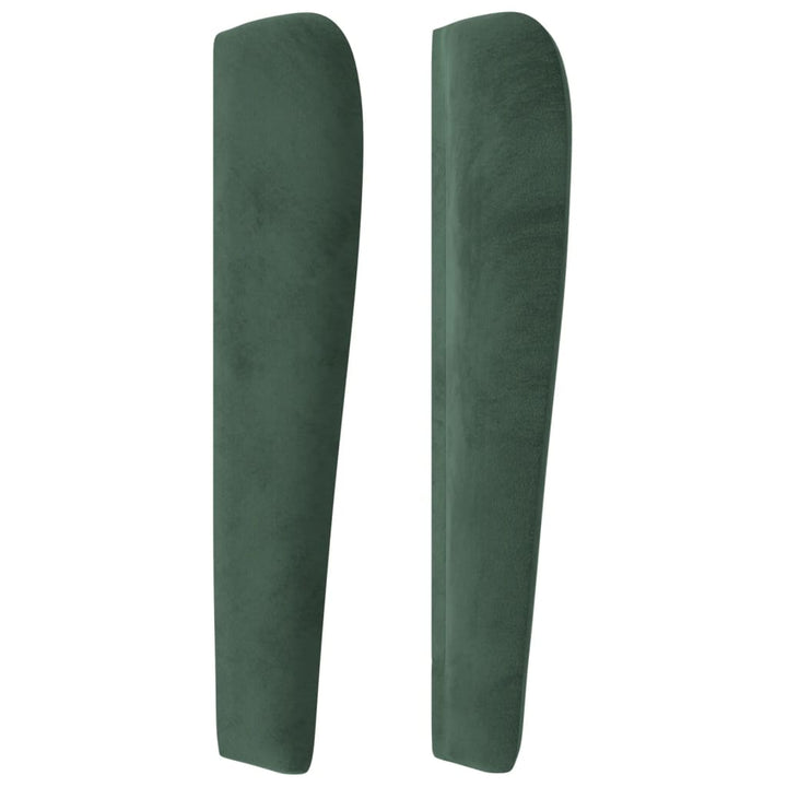 sengegavl med kanter 103x23x118/128 cm fløjl mørkegrøn