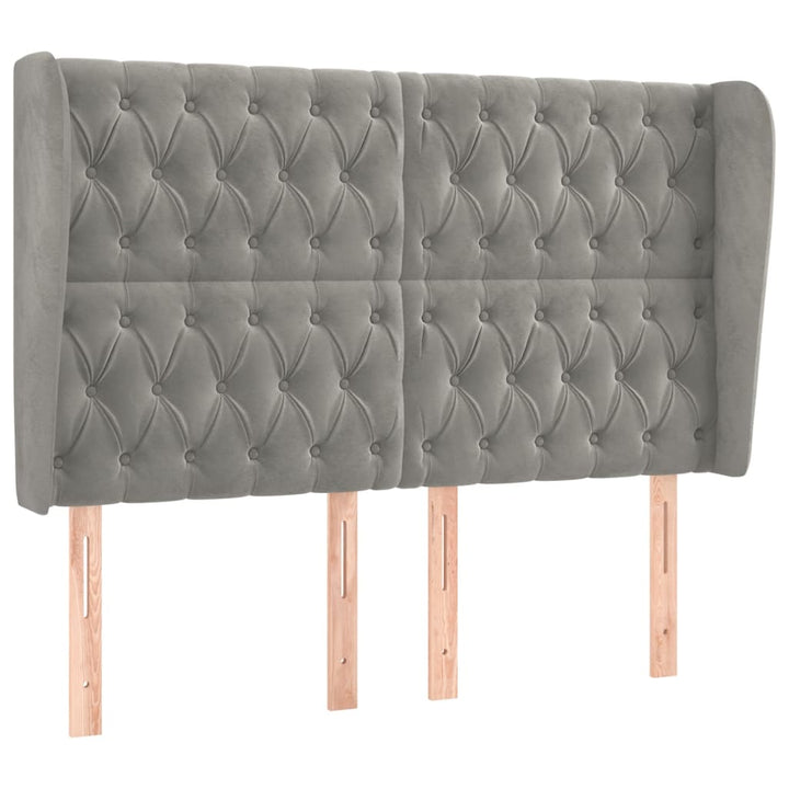 sengegavl med kanter 147x23x118/128 cm fløjl lysegrå