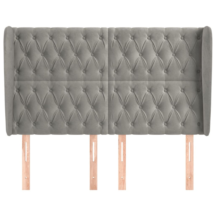 sengegavl med kanter 147x23x118/128 cm fløjl lysegrå