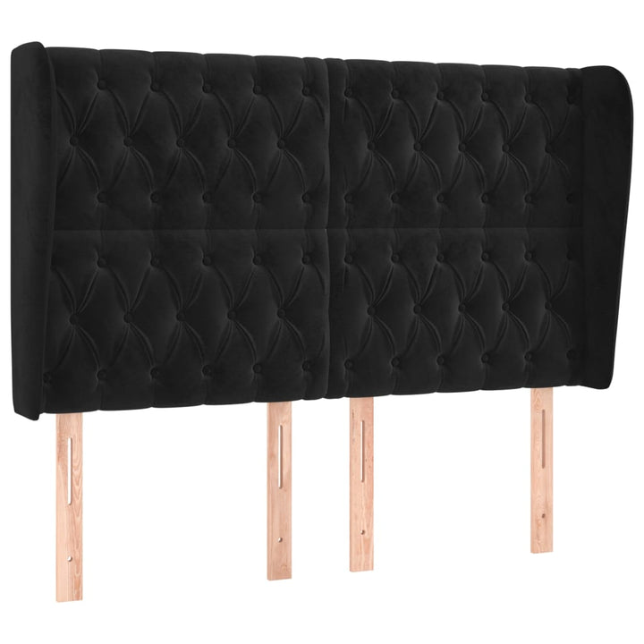 sengegavl med kanter 147x23x118/128 cm fløjl sort