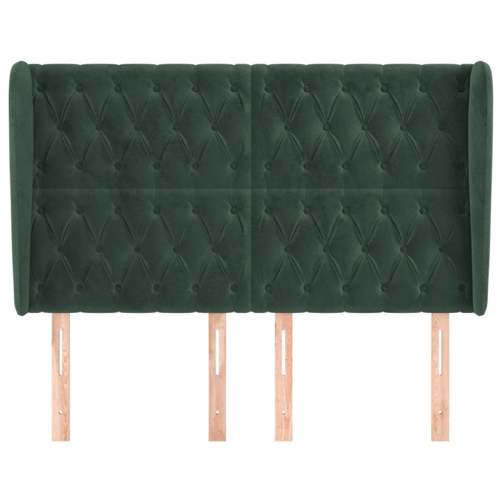 sengegavl med kanter 147x23x118/128 cm fløjl mørkegrøn