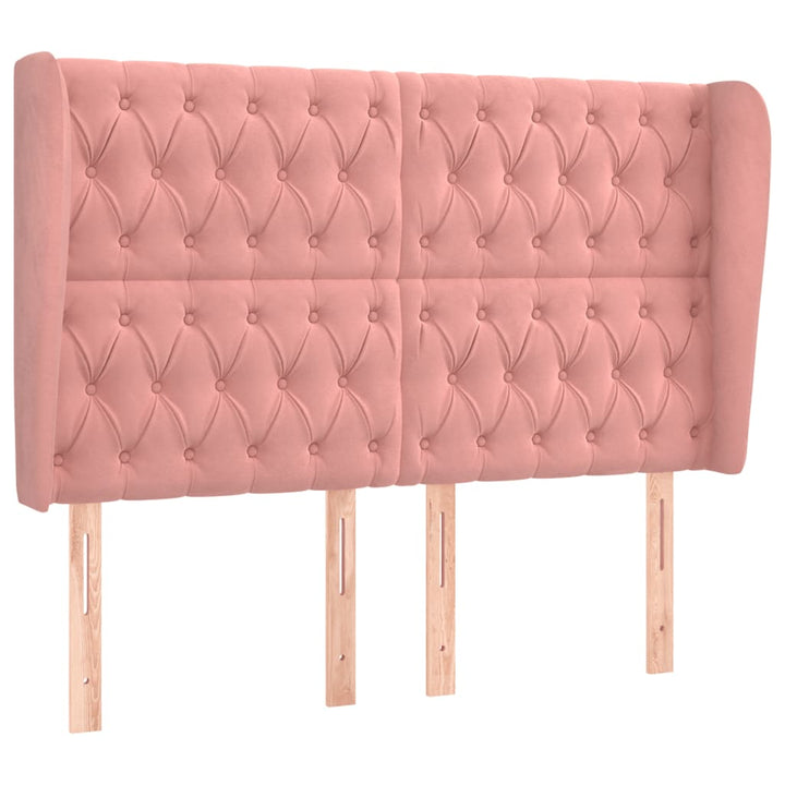 sengegavl med kanter 147x23x118/128 cm fløjl lyserød