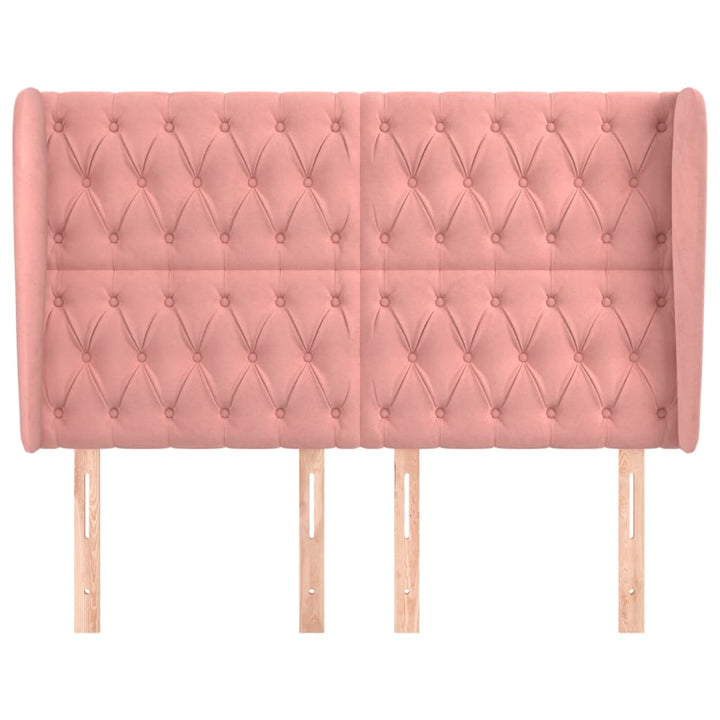sengegavl med kanter 147x23x118/128 cm fløjl lyserød