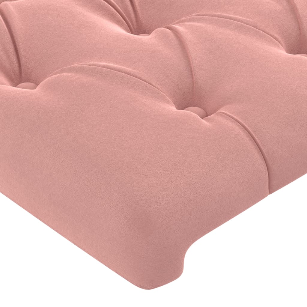 sengegavl med kanter 147x23x118/128 cm fløjl lyserød