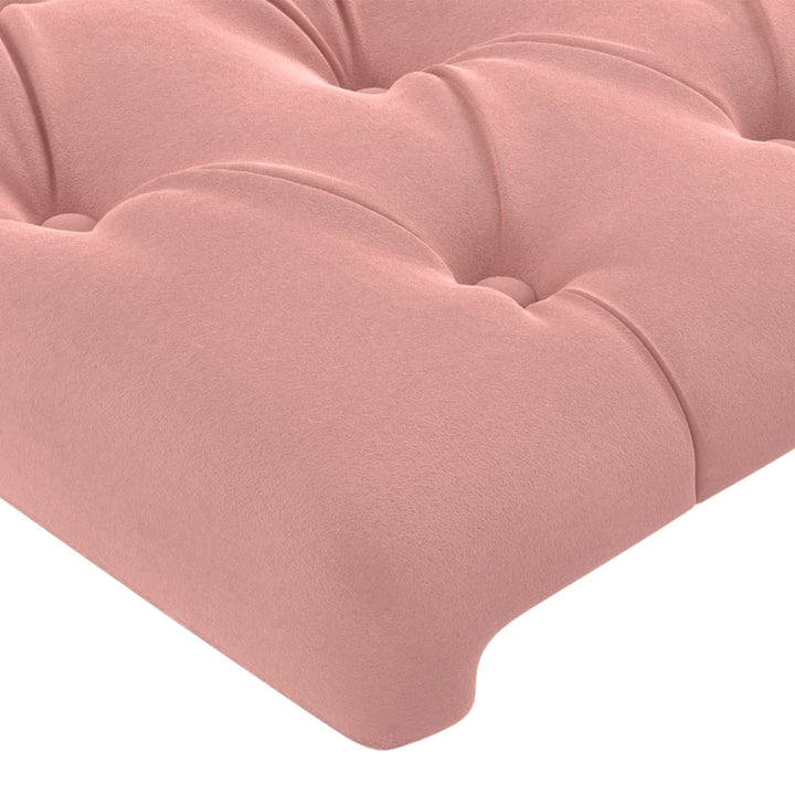 sengegavl med kanter 147x23x118/128 cm fløjl lyserød