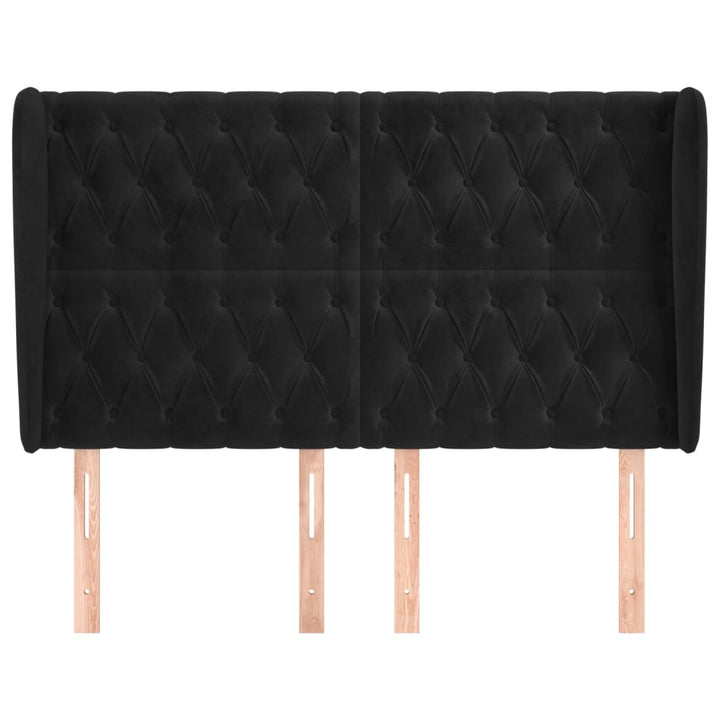 sengegavl med kanter 163x23x118/128 cm fløjl sort