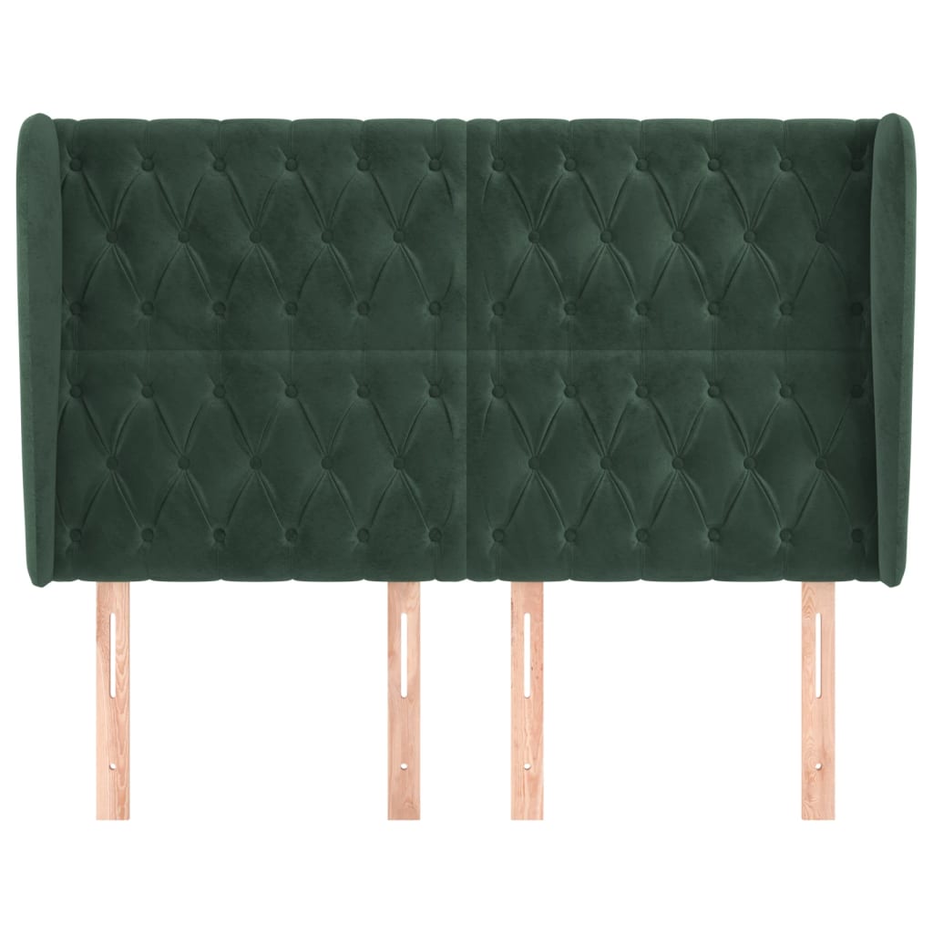 sengegavl med kanter 163x23x118/128 cm fløjl mørkegrøn