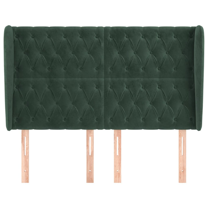 sengegavl med kanter 163x23x118/128 cm fløjl mørkegrøn