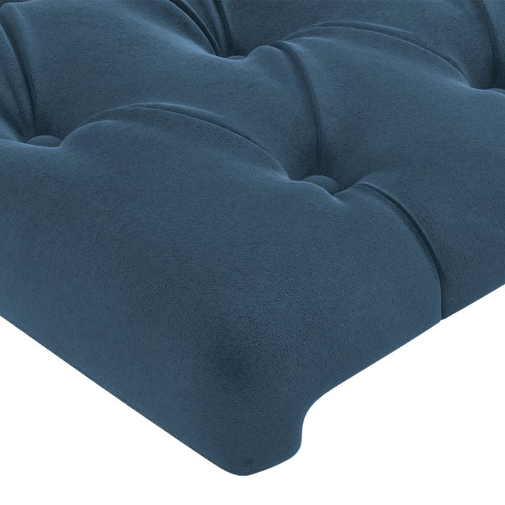 sengegavl med kanter 163x23x118/128 cm fløjl mørkeblå