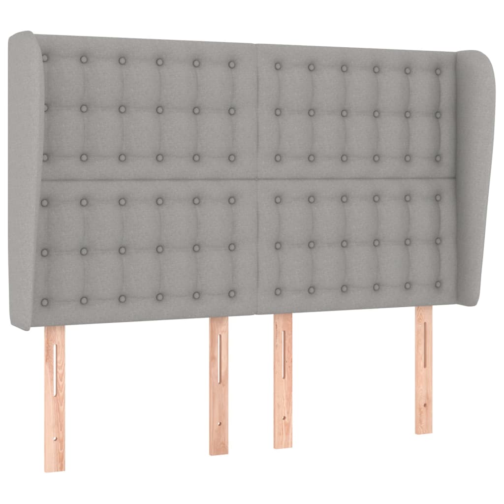 sengegavl med kanter 147x23x118/128 cm stof lysegrå