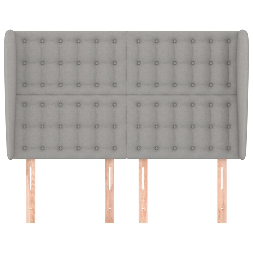 sengegavl med kanter 147x23x118/128 cm stof lysegrå