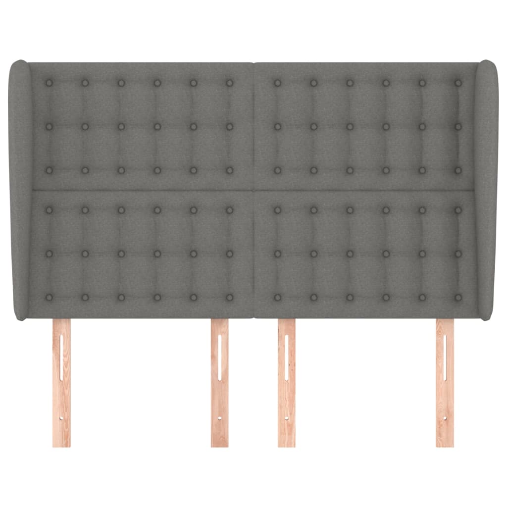 sengegavl med kanter 147x23x118/128 cm stof mørkegrå