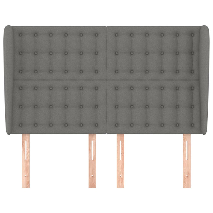 sengegavl med kanter 147x23x118/128 cm stof mørkegrå