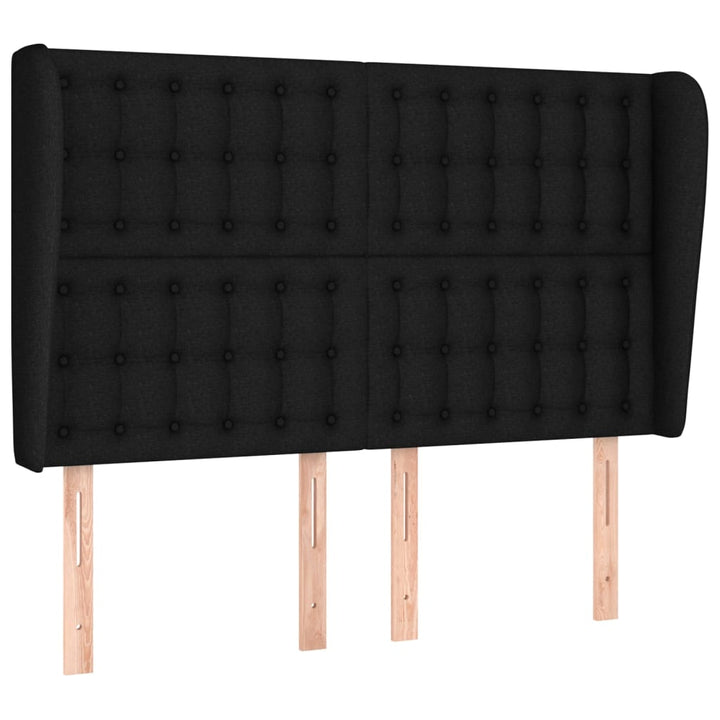 sengegavl med kanter 147x23x118/128 cm stof sort