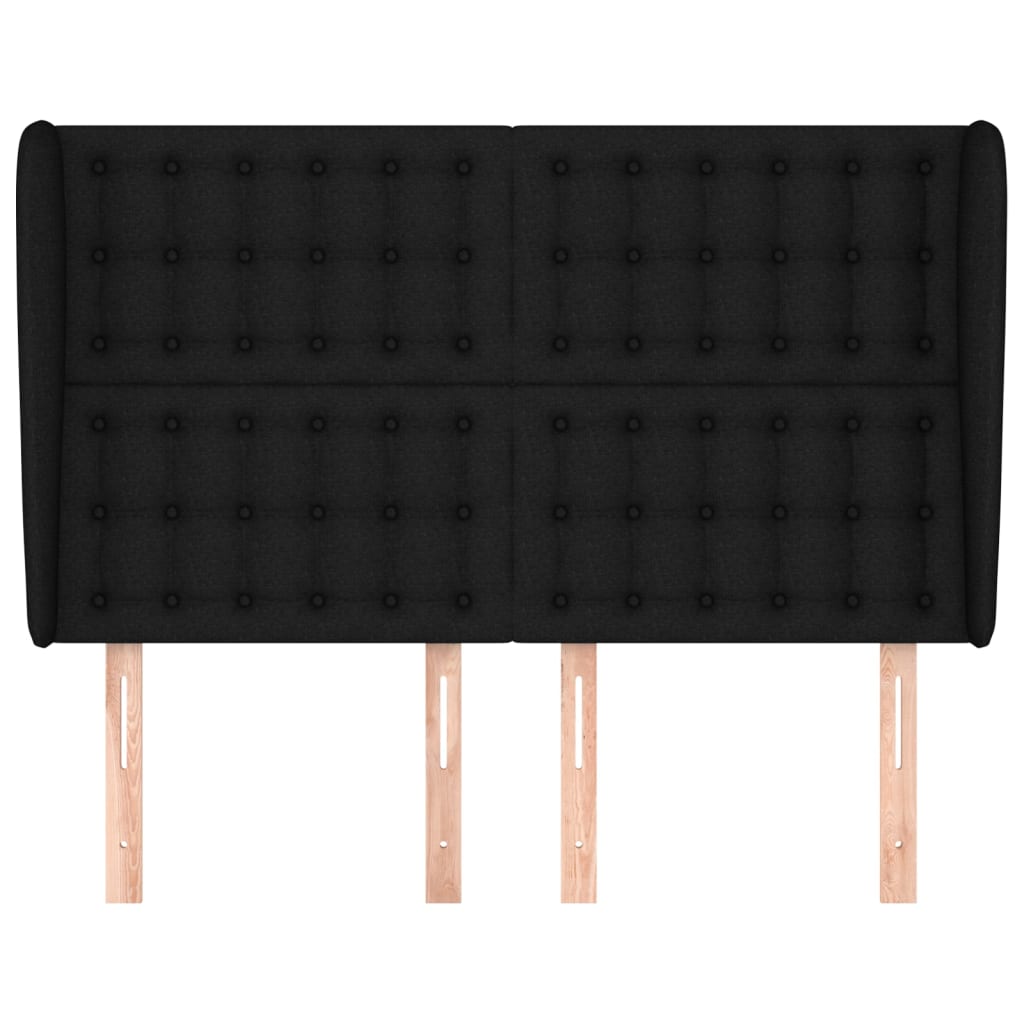 sengegavl med kanter 147x23x118/128 cm stof sort