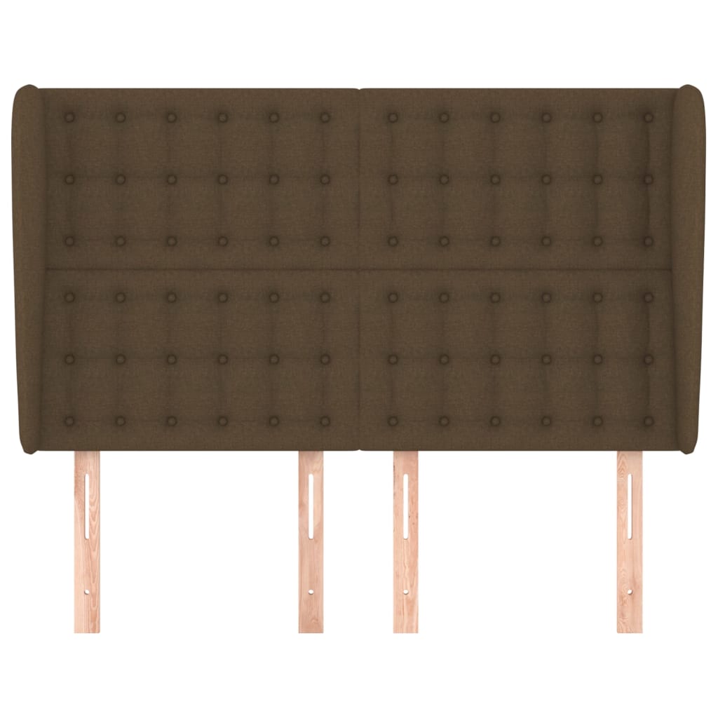 sengegavl med kanter 147x23x118/128 cm stof mørkebrun