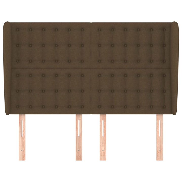 sengegavl med kanter 147x23x118/128 cm stof mørkebrun