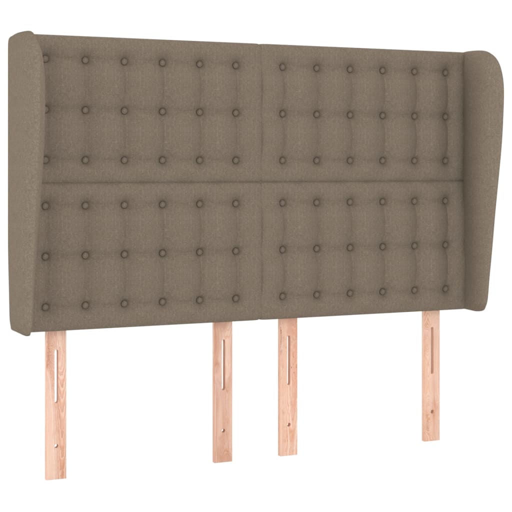 sengegavl med kanter 147x23x118/128 cm stof gråbrun