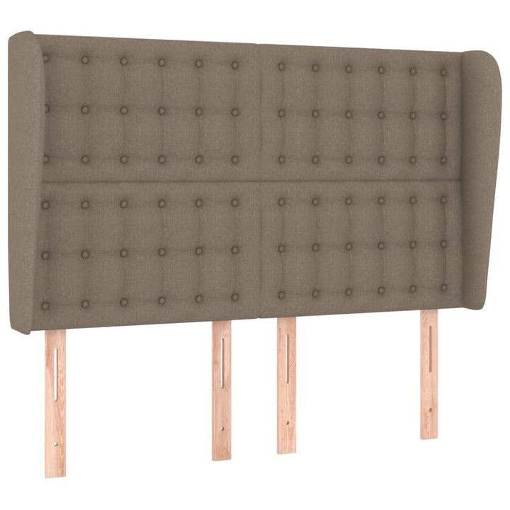 sengegavl med kanter 147x23x118/128 cm stof gråbrun