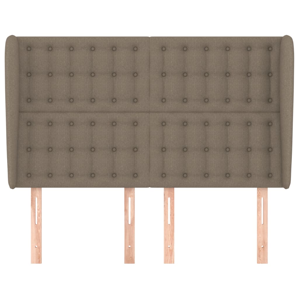 sengegavl med kanter 147x23x118/128 cm stof gråbrun