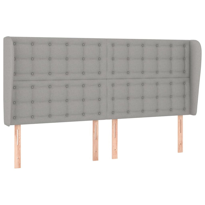 sengegavl med kanter 163x23x118/128 cm stof lysegrå