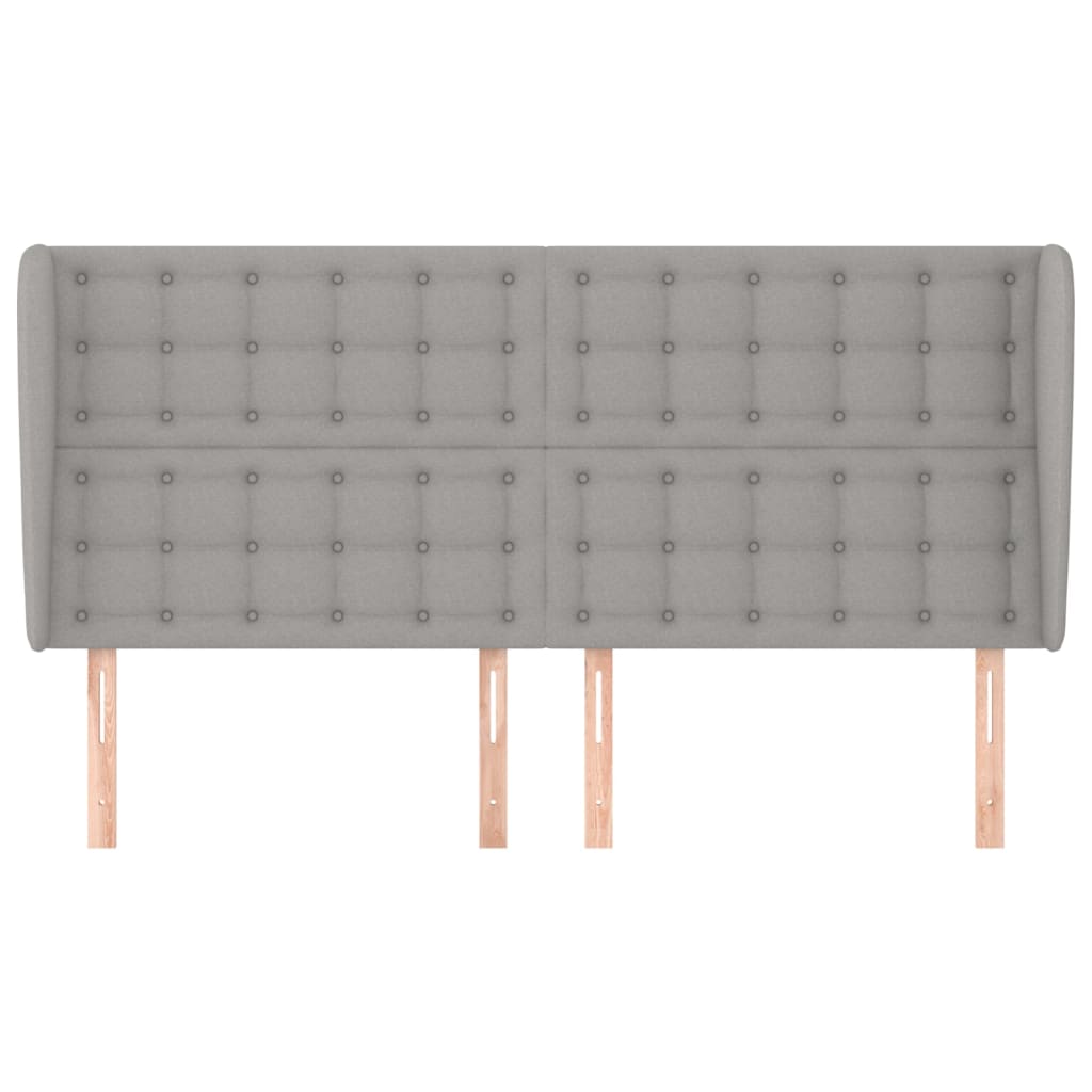 sengegavl med kanter 163x23x118/128 cm stof lysegrå